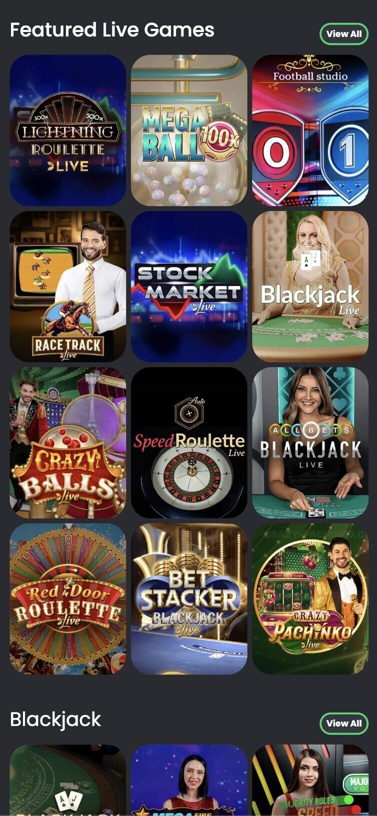A mobile screenshot of the generic layout at Casino Kings