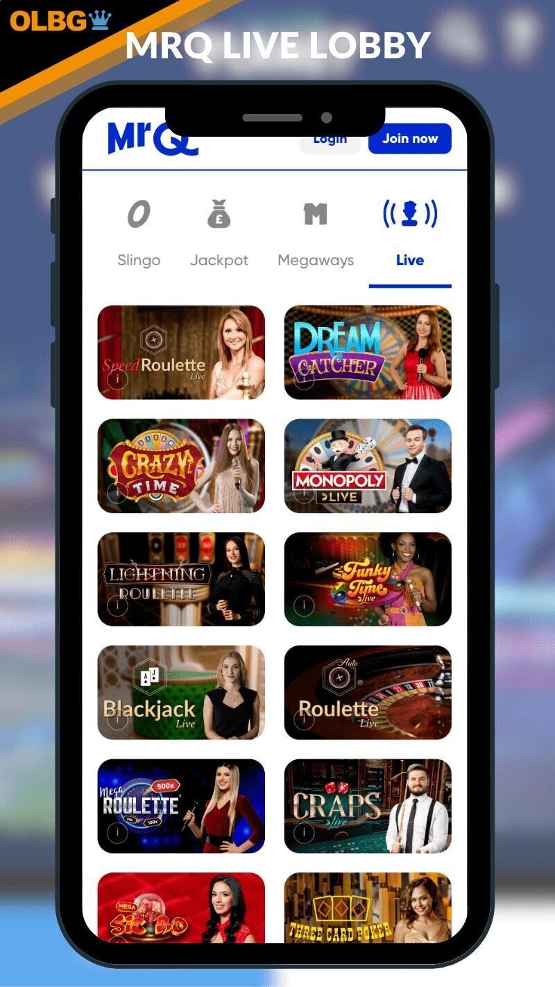 The live lobby at MrQ casino