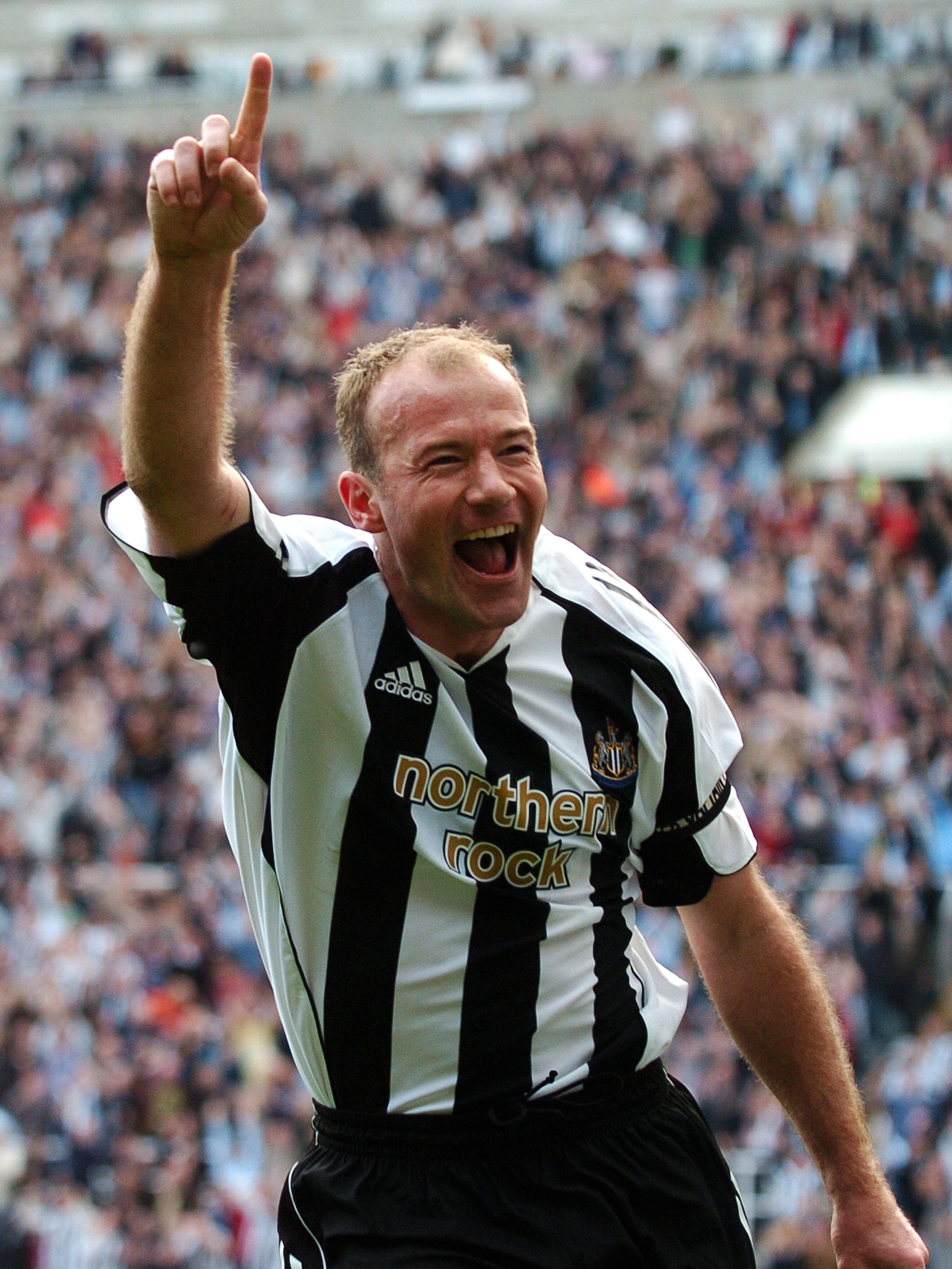 Alan Shearer arm up celebration for newcastle united