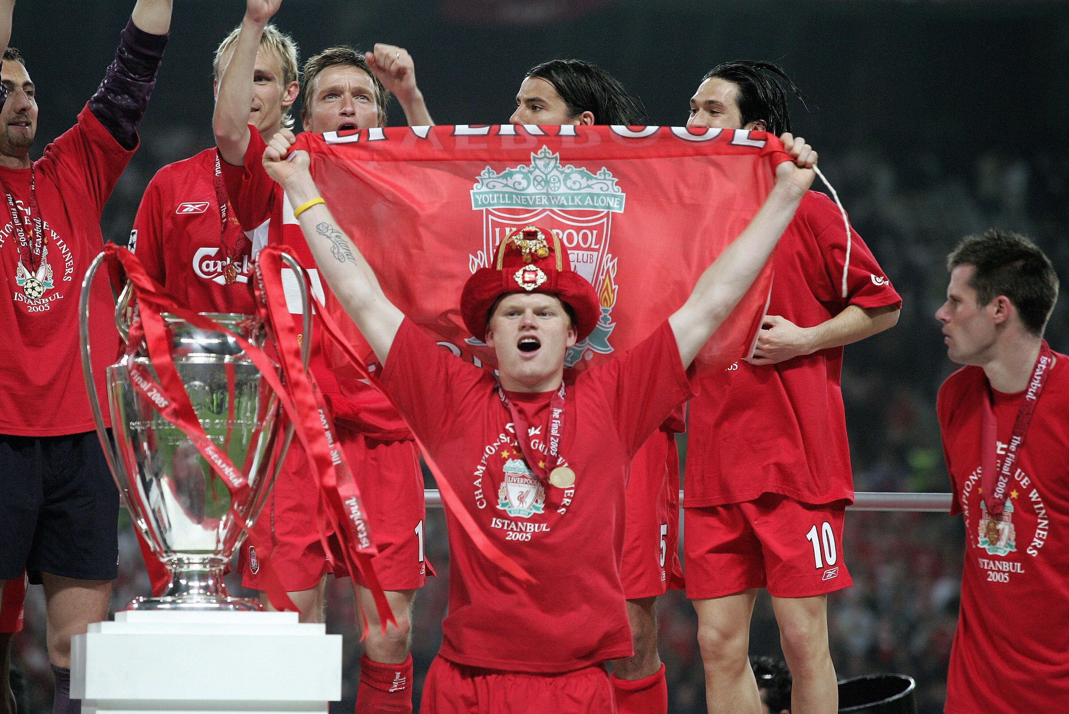 John Arne Riise celebrating European success