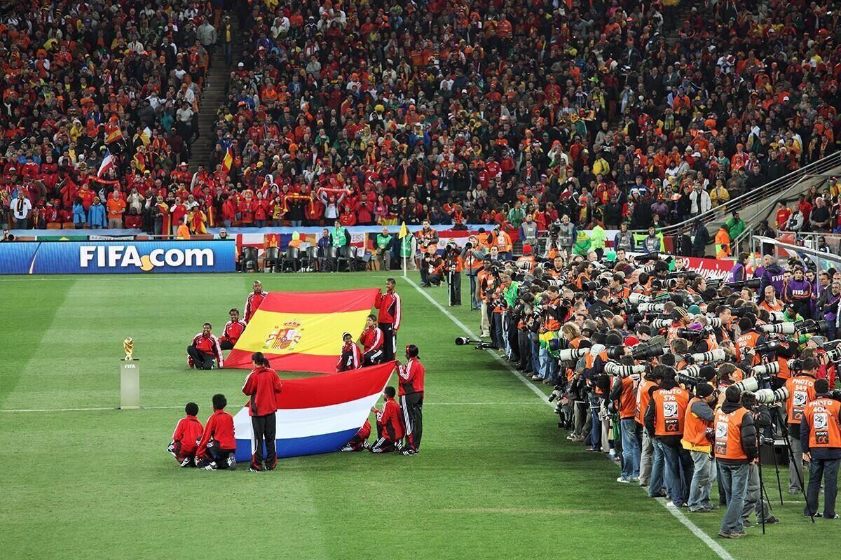 Final at Soccer City Stadium: Spain vs. Netherlands on July 11, 2010 in Johannesburg. Closing ceremony before the final match