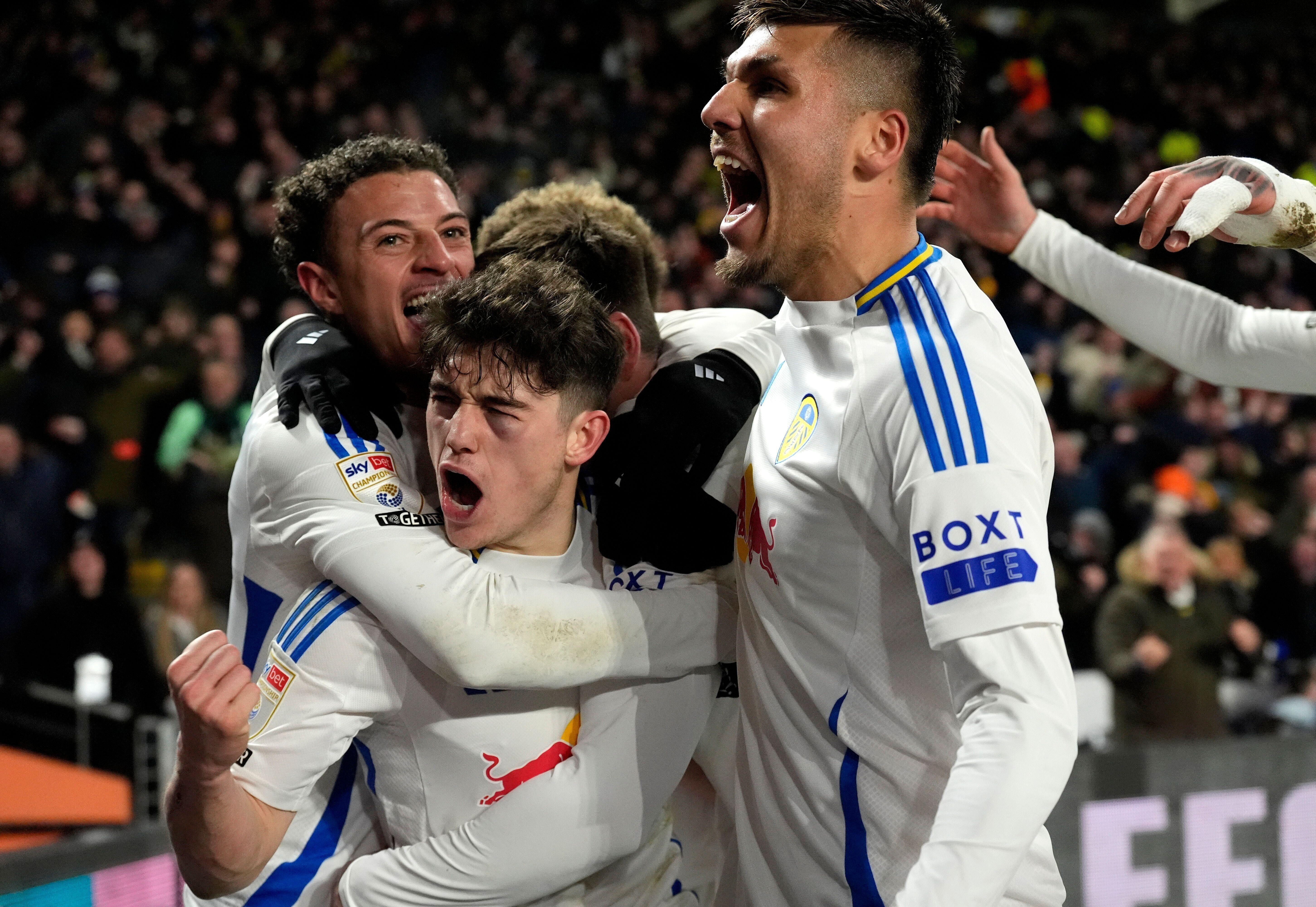 Leeds player celebrating