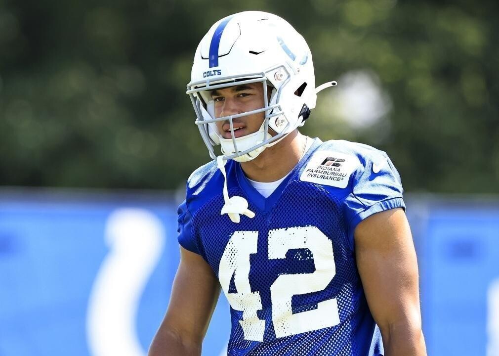 Marcel Dabo of the Indianapolis Colts on the field during training camp.