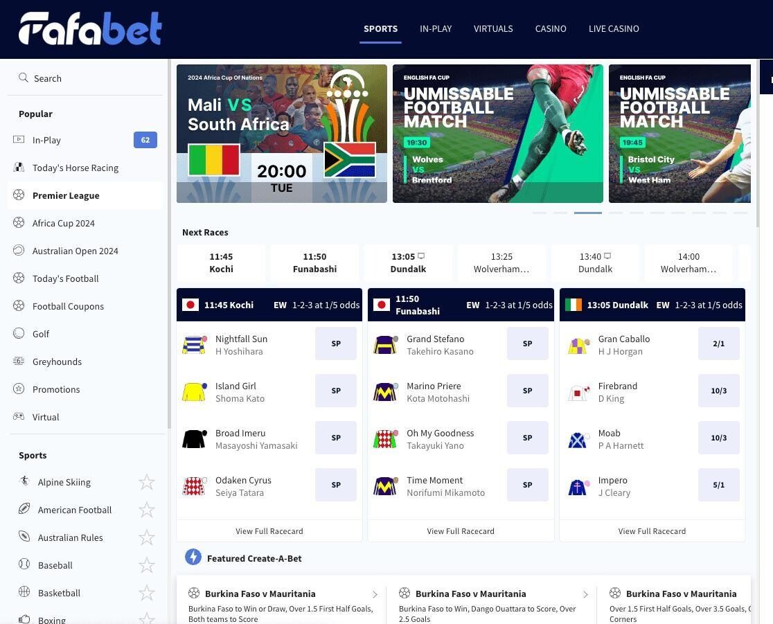 Fafabet homepage