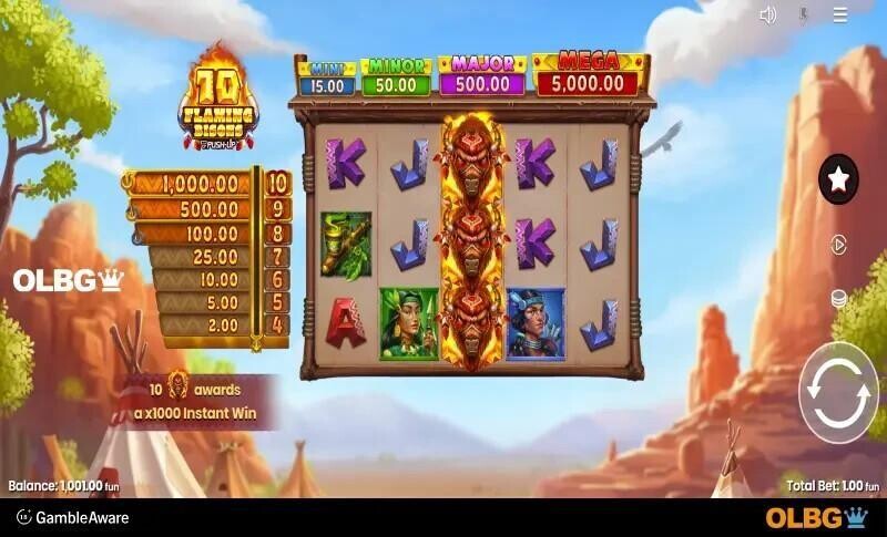 10 flaming bisons slot base screenshot showing bison symbols