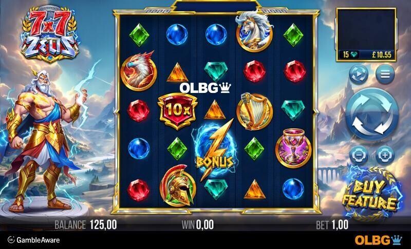 7x7 Zeus slot base game screenshot