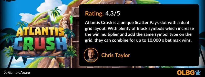 Atlantis Crush slot OLBG Rating banner