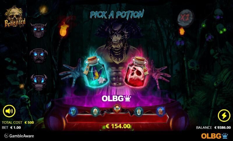 Beheaded slot Pick a Potion feature screenshot
