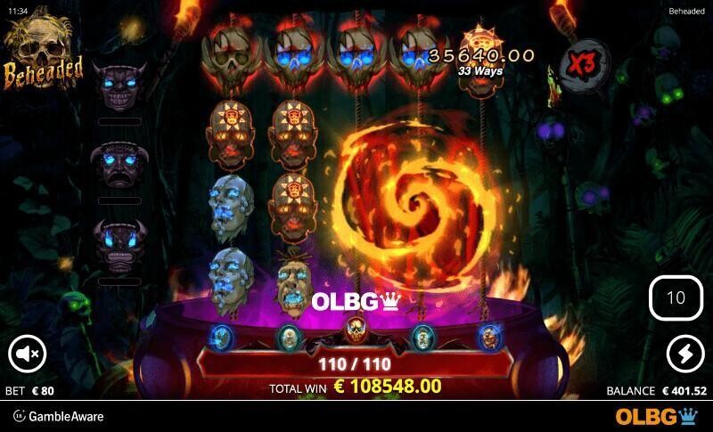 Beheaded slot Tzantza Spins feature screenshot