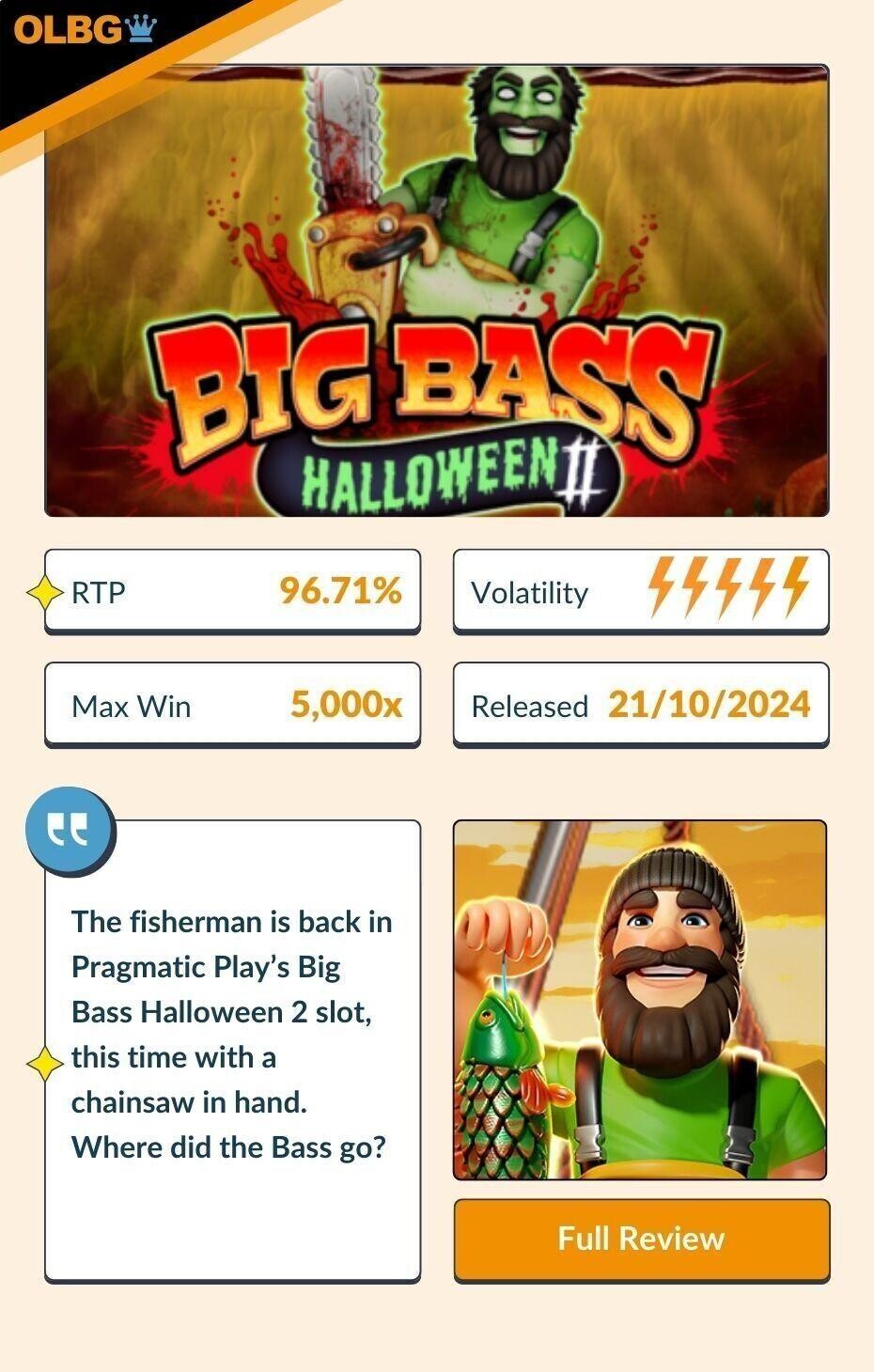 Infografis slot Big Bass Halloween 2 dengan semua statistik dan detail tentang permainan slot ini