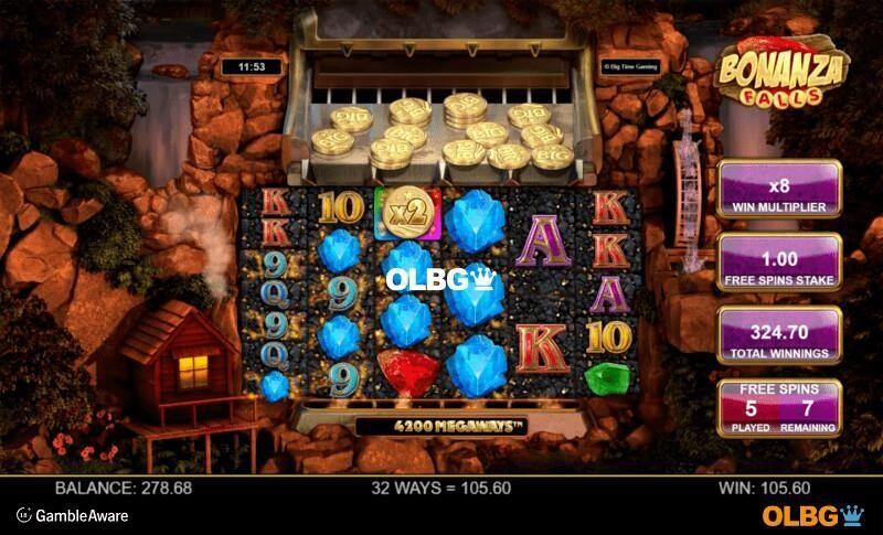 Bonanza Falls slot Megadozer Free Spins feature screenshot