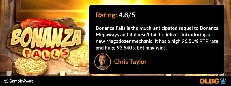 Bonanza Falls slot OLBG Rating banner