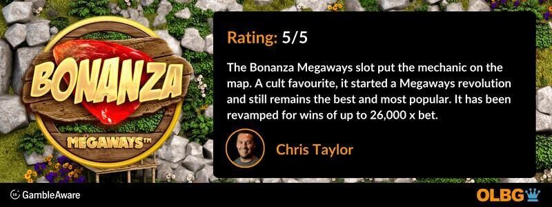 Bonanza Megaways slot OLBG rating banner