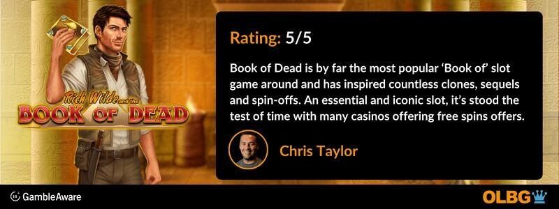 Book of Dead slot OLBG rating banner