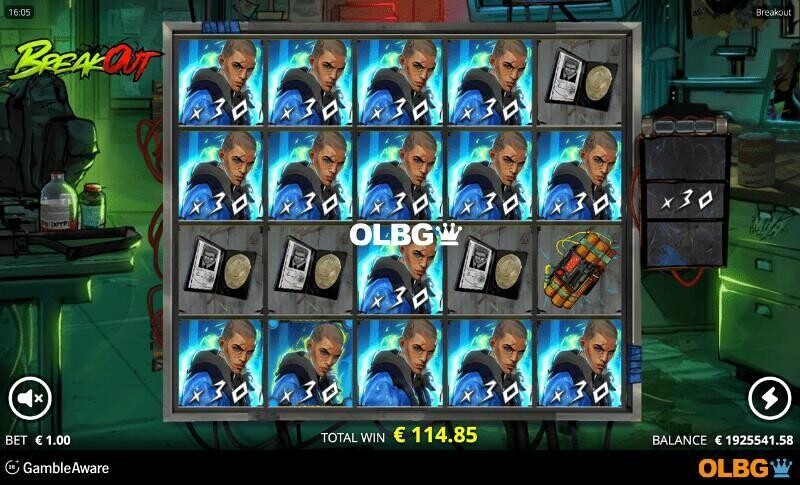 Breakout slot Clearout Spins feature screenshot