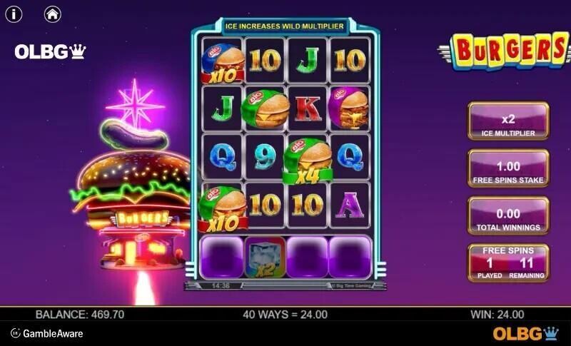 burgers slot free spins feature screenshot