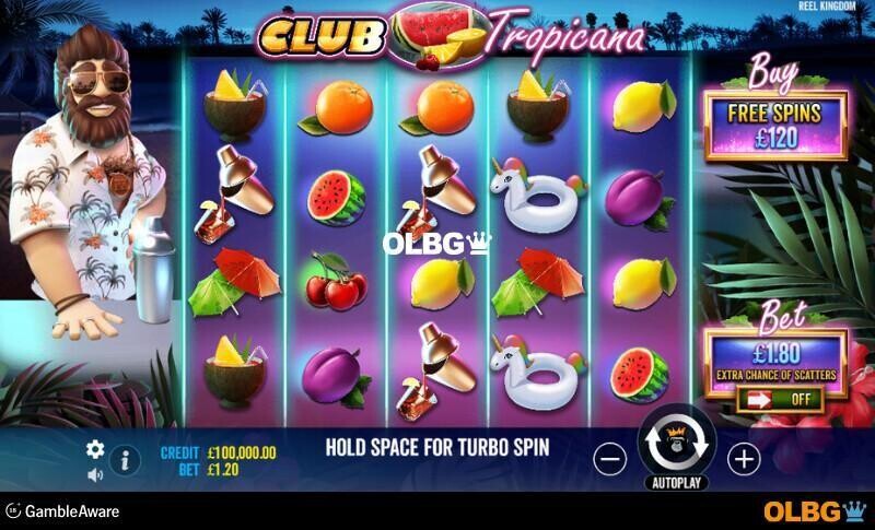 Club Tropicana slot base game screenshot