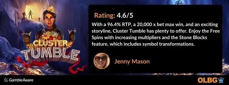cluster tumble slot rating banner
