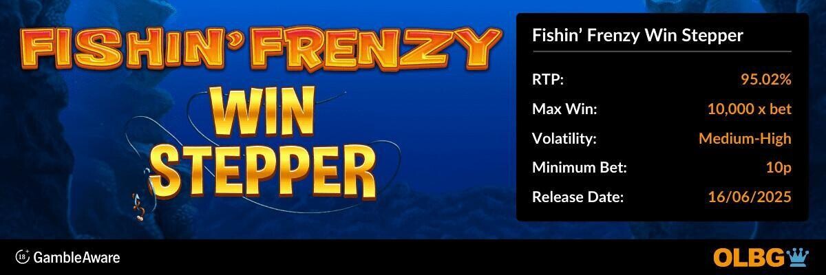 Fishin' Frenzy Win Stepper slot banner