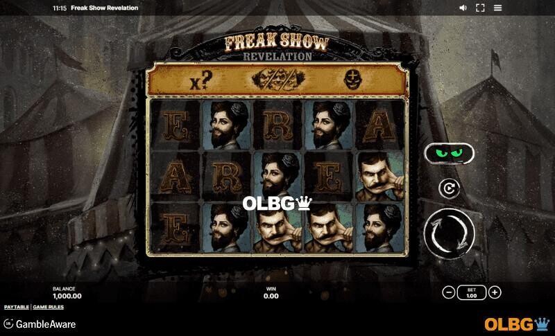 Freak Show Revelation slot base game screenshot