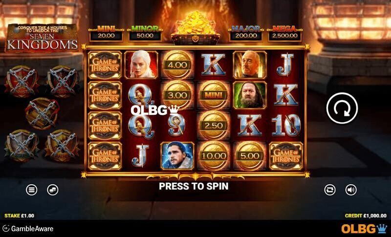 Game of Thrones slot base game screenshot