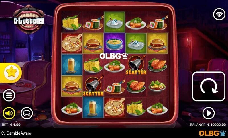 Gluttony slot base game screenshot