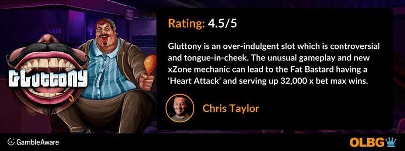 Gluttony slot OLBG Rating banner