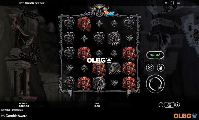 Gods Go Pew Pew slot base game screenshot