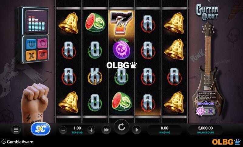 Guitar Quest slot base game screenshot