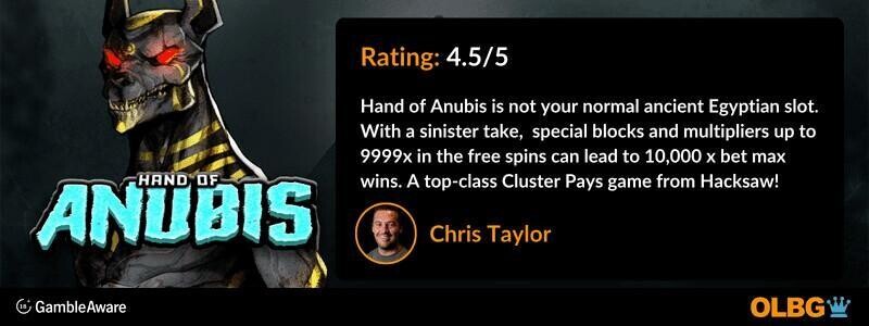 Hand of Anubis slot OLBG Rating banner