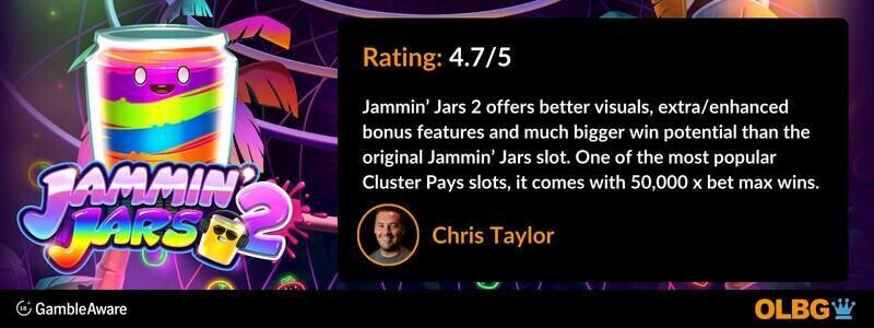 Jammin' Jars 2 slot OLBG Rating banner