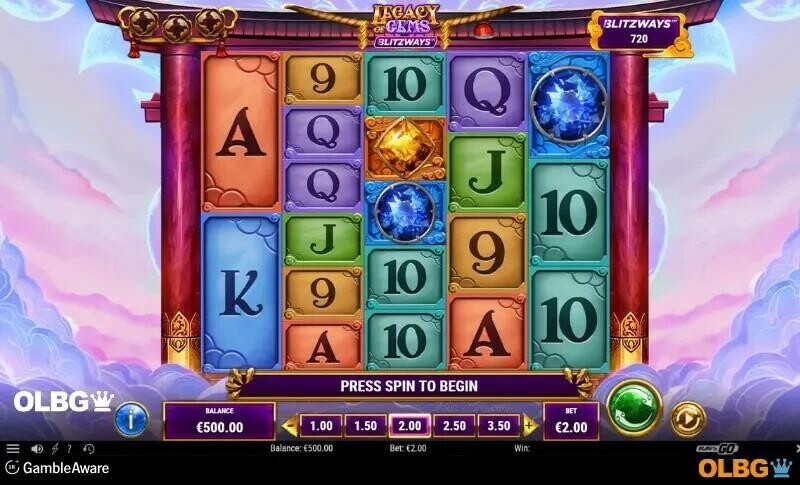 Legacy of Gems Blitzways slot base game screenshot