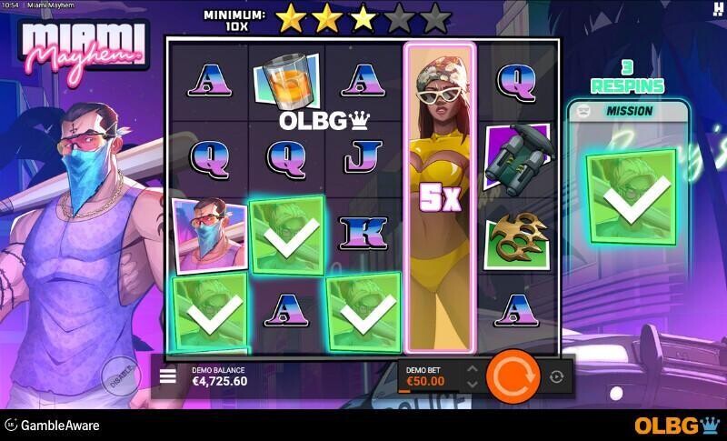 Miami Mayhem slot Missions feature screenshot