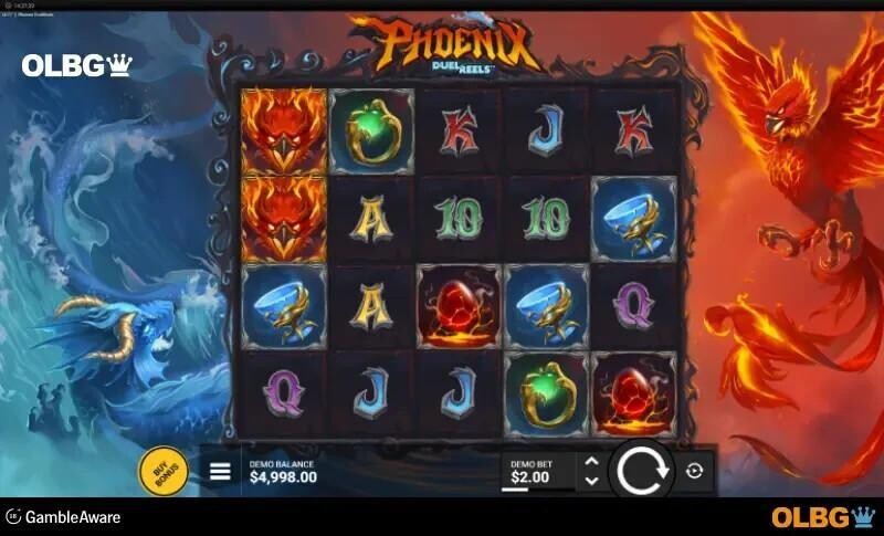 phoenix duelreels slot game base game screenshot