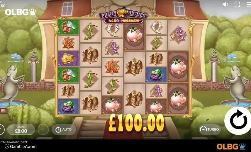 Piggy Riches Megaways slot base game screenshot