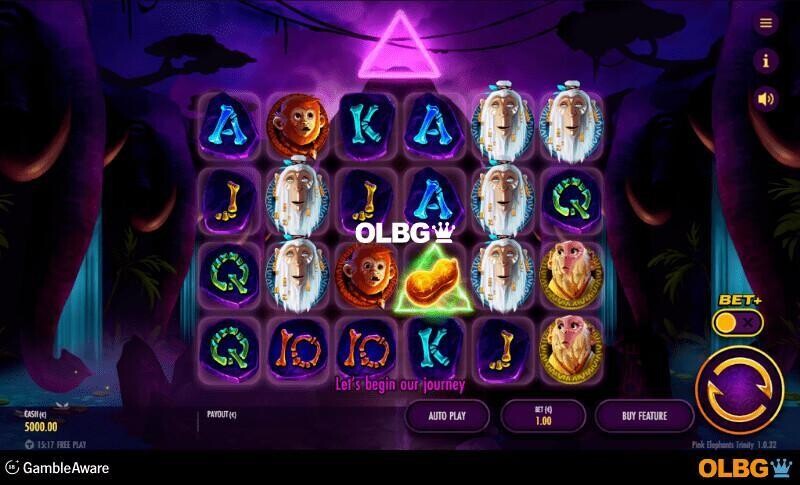 Pink Elephants Trinity slot base game screenshot