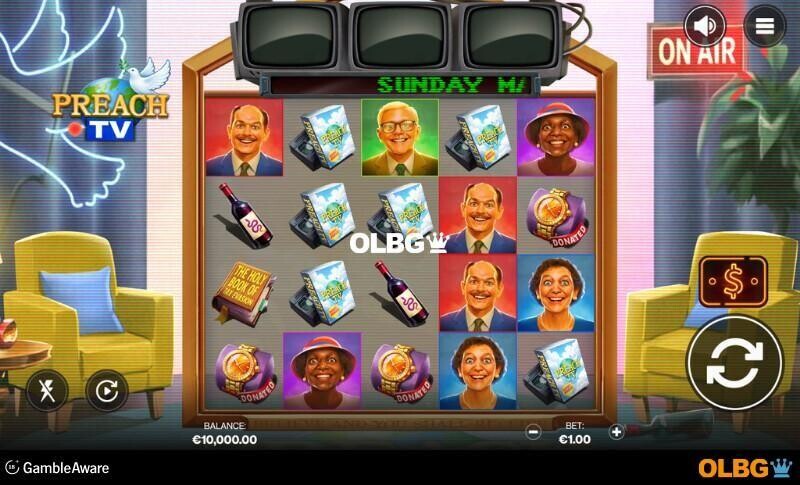 Preach TV slot base game screenshot