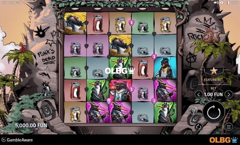 Punk Penguin slot base game screenshot