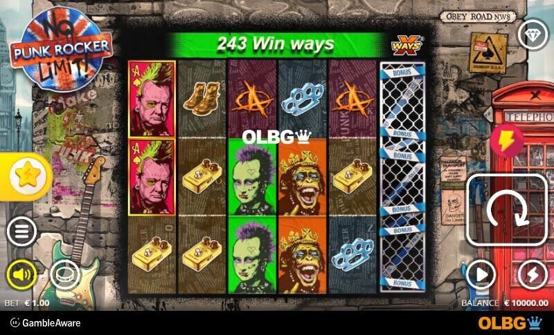 Punk Rocker slot base game screenshot