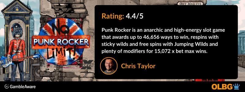 Punk Rocker slot OLBG Rating banner