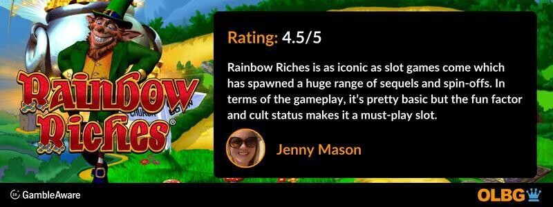 Rainbow Riches slot OLBG rating banner