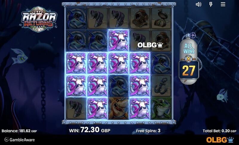 Razor Returns slot Free Spins feature screenshot