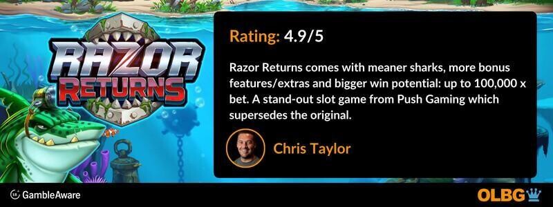 Razor Returns slot OLBG Rating banner