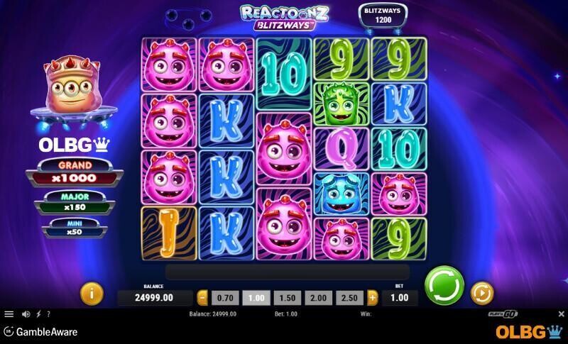 Reactoonz Blitzways slot base game screenshot