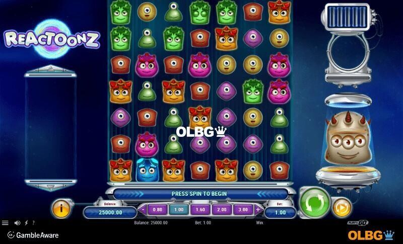 Reactoonz slot base game screenshot