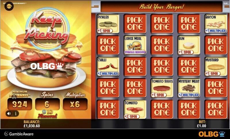 Royale with Cheese Megaways slot Build your Burger Bonus feature screenshot