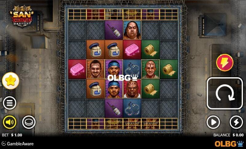 San Quentin Manhunt slot base game screenshot