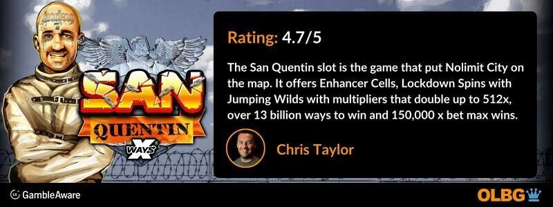 San Quentin slot OLBG rating banner