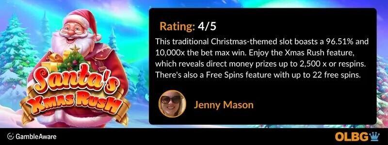 Santa's Xmas Rush slot rating banner
