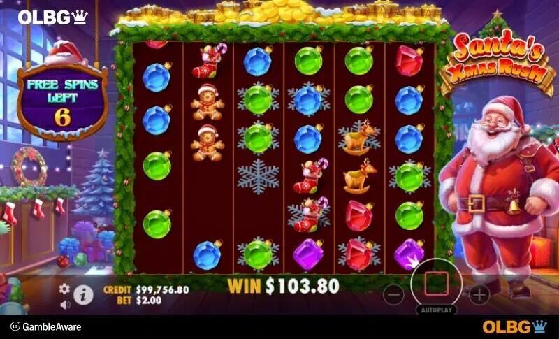 Santa's Xmas Rush slot snowflake mark screenshot